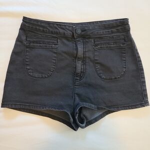 BDG Charcoal/Washed Black High-Waist Denim Shorts
